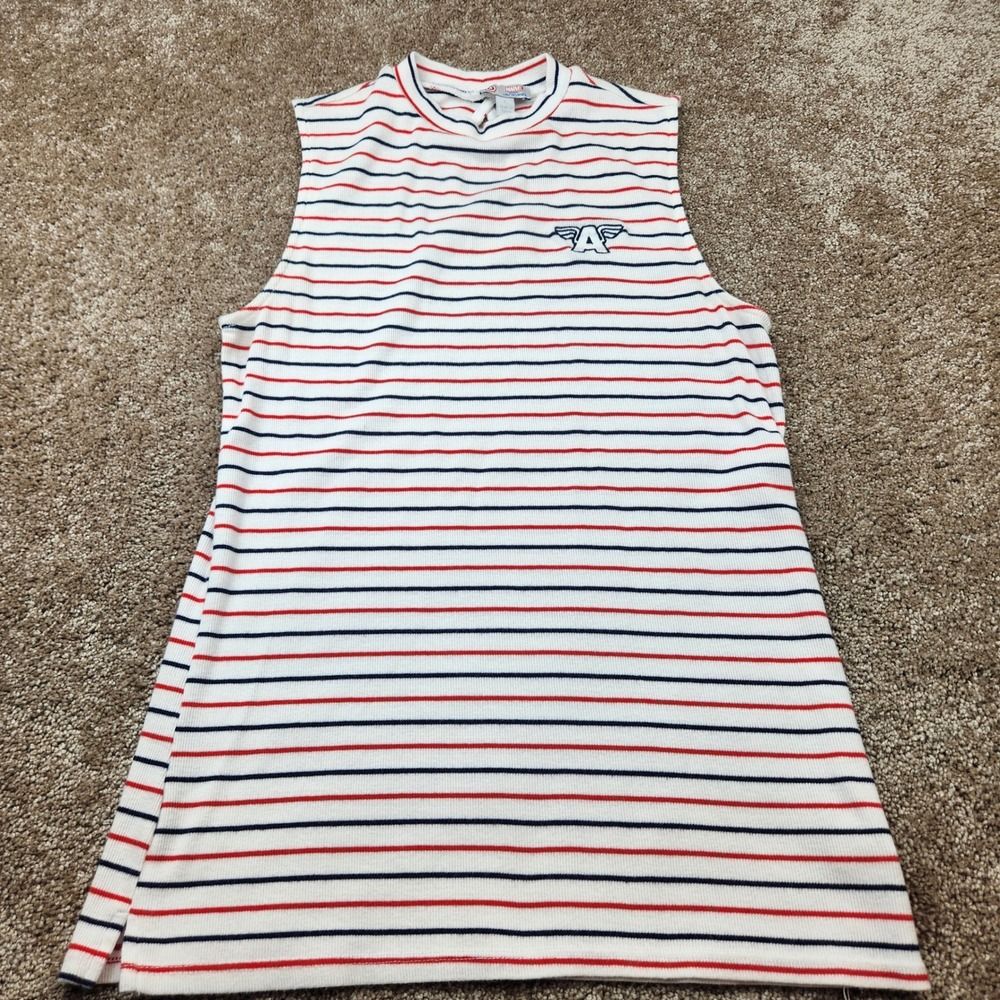 Her Universe Marvel Captain America Striped Sleeveless Mock Neck Top Large L